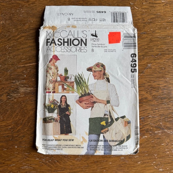 McCall’s 6495 Vintage Gardening Craft Pattern Apron, Hat & Tote Sizes: S/M/L/XL - Picture 1 of 3